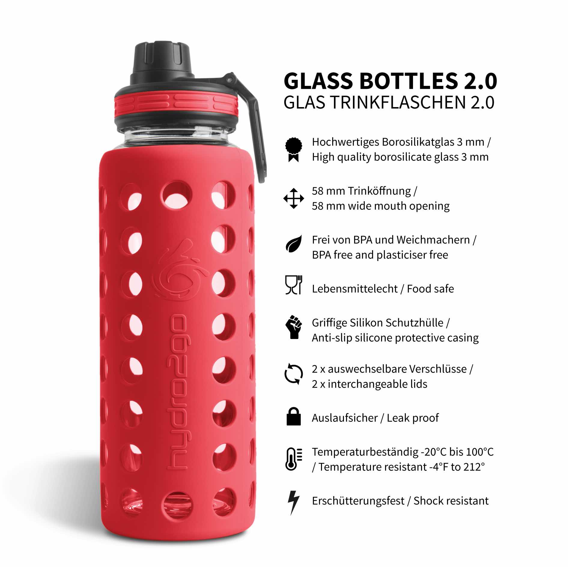 Aluminium Trinkflasche LOOPED (rot, Aluminium / Kunststoff / Silikon, 120g)  als Werbegeschenke Auf